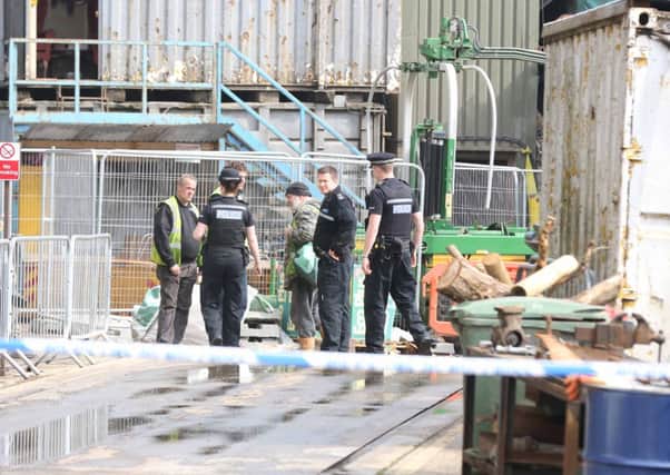 Police at the industrial estate. Picture by Eddie Mitchell