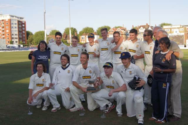 Hastings Priory celebrate winning the Gray-Nicolls Sussex T20 Cup last season. Picture courtesy regwoodphotography