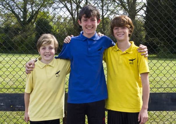 Tom Page (centre) Cameron Renolds & Harry Kent at the Rydon cross country event SUS-140430-111235001