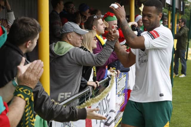 Jahmahl King greets Horsham supporters after final match