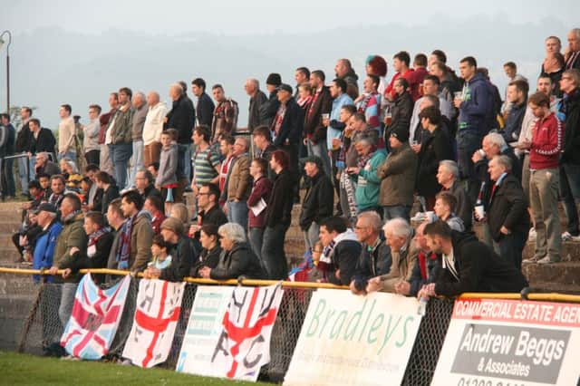 Hastings United were cheered on by a sizeable contingent of supporters during their Ryman Football League Division One South play-off semi-final away to Folkestone Invicta. Picture by Terry S. Blackman