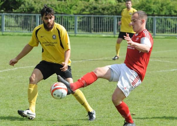 Mullets' Alex Biggs in action against Hassocks
