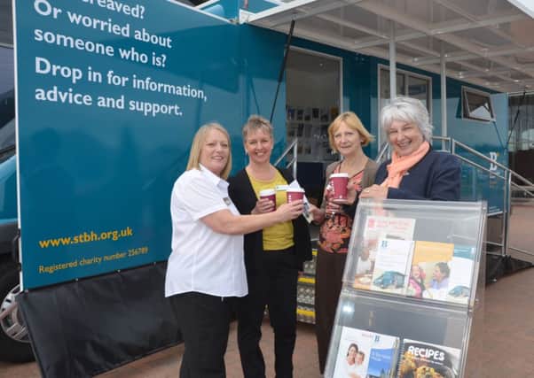 Pictured, from left: Haskins restaurant manager Katie Corcoran welcomes Ruth Keeble, leader of the St Barnabas House Hospice outreach project, bereavement service volunteer Judie Chamber and Linda Perry, director of childrens services for sister hospice, Chestnut Tree House