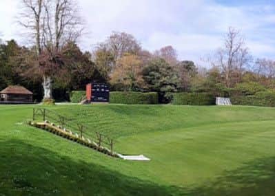 Arundel Castle cricket ground panorama, April 9, 2014