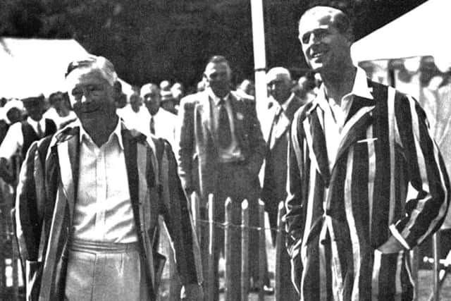 The Duke of Norfolk and Duke of Edinburgh at Arundel Castle cricket ground, August, 1953