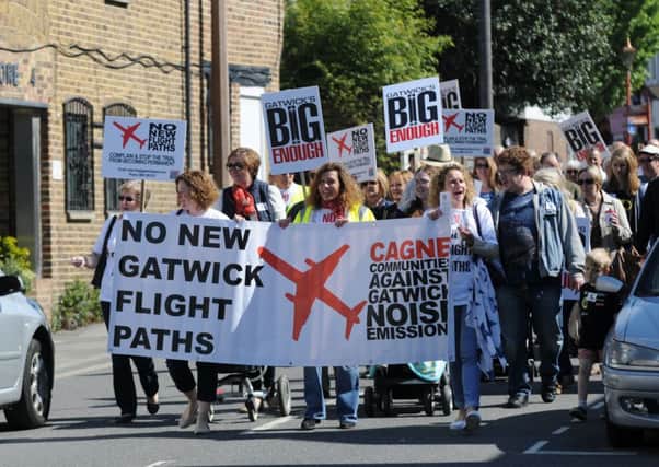 CAGNE members and supporters walk from the Carfax to the Drill Hall in demonstration of the Gatwick Expansion proposal & Flight Path Trials (Submitted by Steve Peskett).