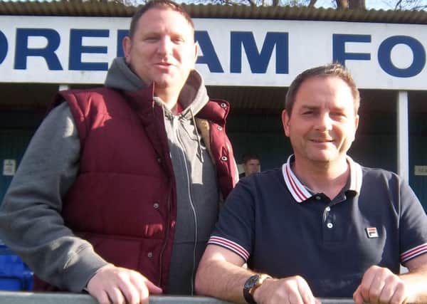 New Mussels manager Matt Brace (above, left) with Shoreham chairman Stuart Slaney