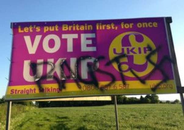 UKIP sign vandalised
