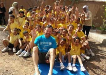 Scott Kendall, pictured, completed the epic Marathon des Sables race for Chestnut Tree House childrens hospice. After completing the 156-mile footrace, he visited a school built from funds raised.