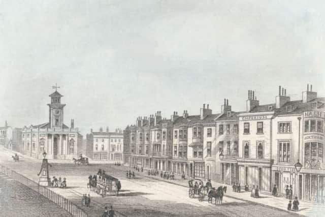 The Town Hall, Warwick Street (western end) and South Street, c1860