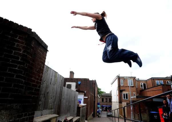 Free runner Fizz Top has taught parkour in Haywards Heath, Brighton, London, Sweden, Australia and America and is training to be a stunt woman
