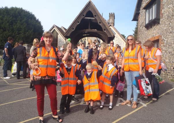 Pupils from St Margaret's CE Primary School in Angmering taking part in Walk to School Week
