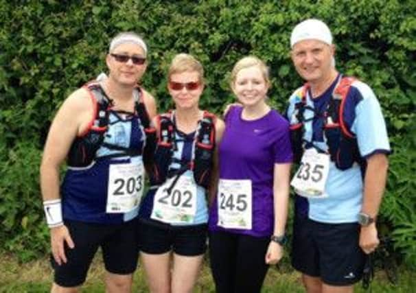 Pictured  (left to right)  - Jason Wadey, Caz Wadey, Hannah Brett and Jon Lavis at the Weald Challenge Trail Marathon