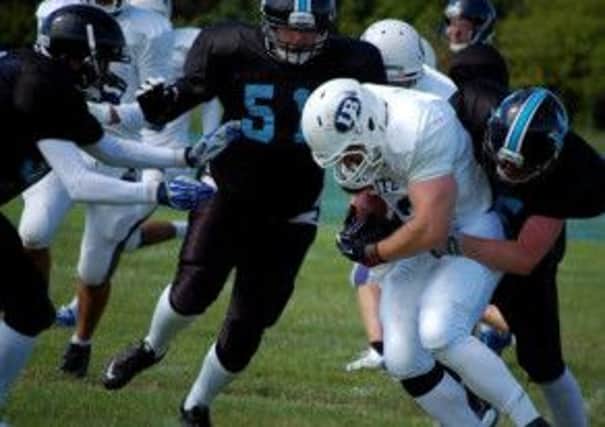 The Hastings Conquerors American football team in action against London Blitz. Picture courtesy Ree Dawes