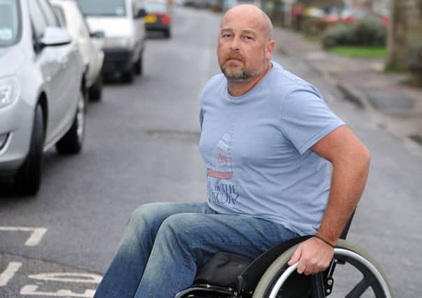 L51326H13-Hit&Run

Graham Andrews, who was left disabled  following a hit and run while out cycling in Broadmark Lane in Rustington  in 2006. He is raising awareness of road saftey following a recent court inquiry into the accident.  East Preston. ENGSUS00120131216170823