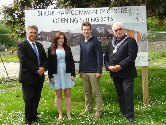 Young councillors Emily Hilditch and James Butcher with Adur leader Neil Parkin and Chairman Mike Mendoza