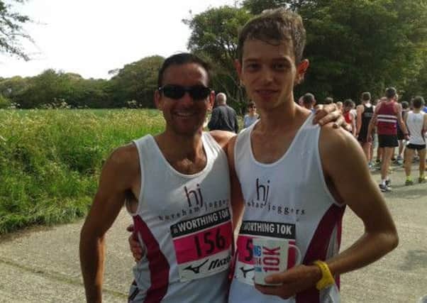 Winner Neil Boniface (left) with Horsham Joggers clubmate Max Dumbrell, who was second