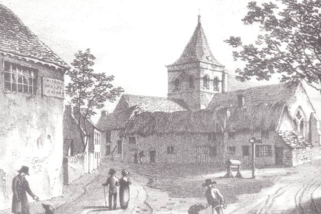 St Marys, Broadwater, as it was in Jane Austens time, with a short spire