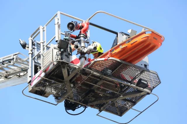 ROBSON RD WORTHING, MAN DRILLED THROUGH HIS FOOT AND WAS RESCUED BY WSFR AND TAKEN DOWN BY THE AERIAL LADDER PLATFORM