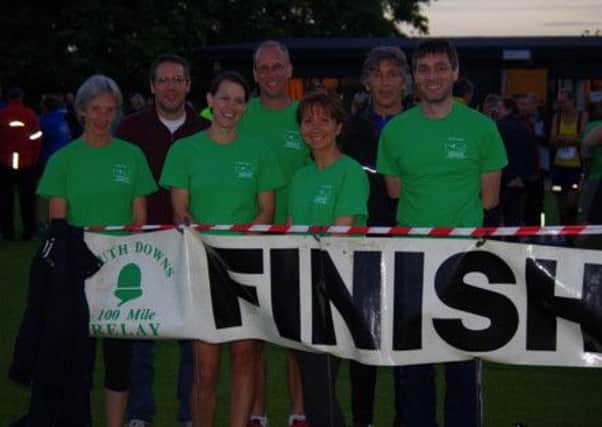 The Joggers South Downs 100-mile teams. The first team and (below) the second team completed the tough challenge