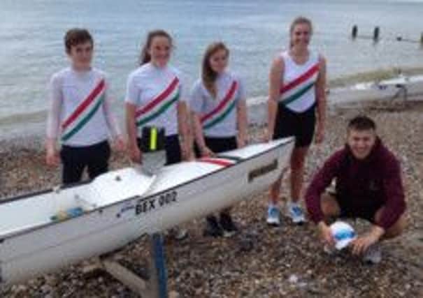 Bexhill Rowing Club's victorious under-14 quad crew at a Coast Amateur Rowing Association regatta in Worthing