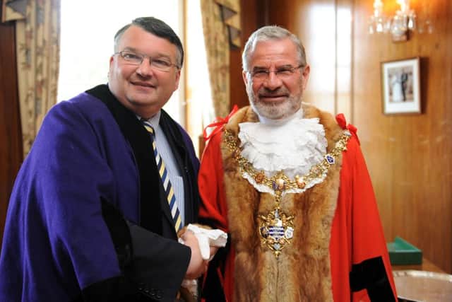 WH 130614 Councillor Bob Smytherman with the new mayor of Worthing Vic Walker