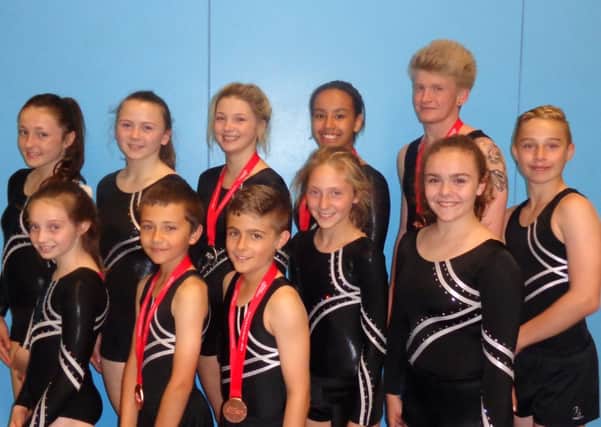 Hollington Gymnastics Club's successful representatives at the British Tumbling Semi-Finals in Coventry