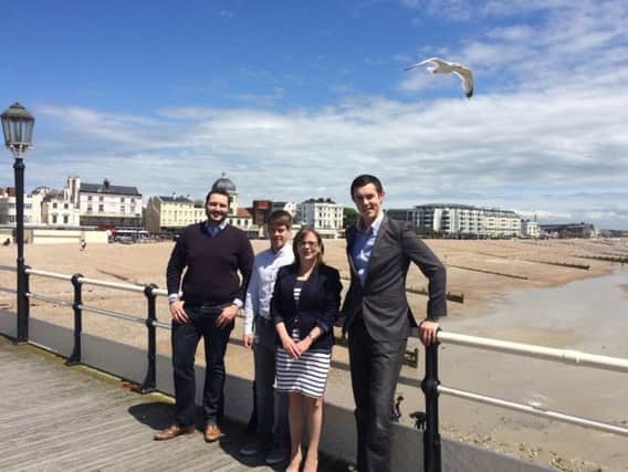Left to right: Edward Crouch, Luke Proudfoot, Louise Murphy and Callum Buxton - new young Worthing councillors SUS-140617-101449001