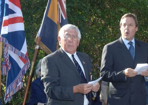 Lewis Whittaker, left, and Harry Goring at the opening of Steyning Memorial Garden in 2011