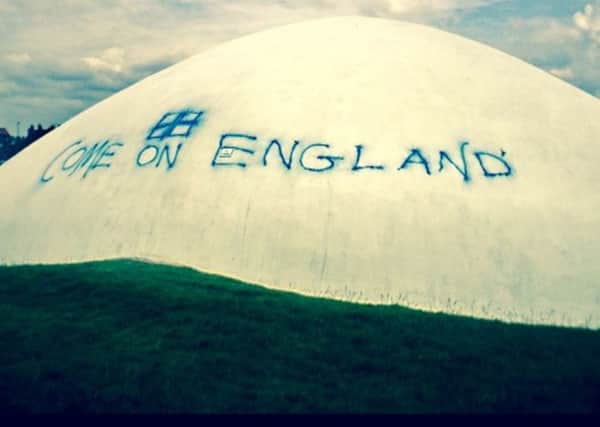 World Cup graffiti on the Stage by the Sea at Littlehampton