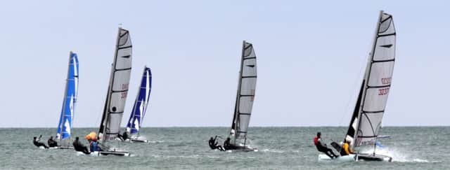 Boats tussle for position in the East Sussex Coastal Federation Cup at Hastings & St Leonards Sailing Club