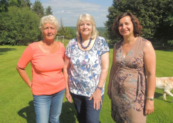 Jackie Bateman, Sally Knight and Linda Brennan of Rowhook, Gatwick flights over village