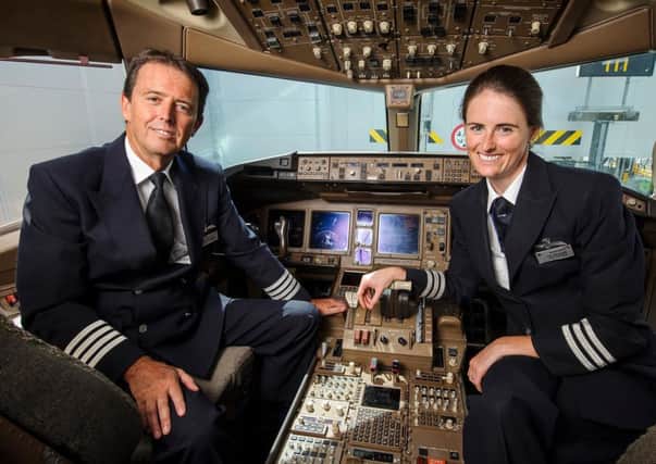 Captain David Woodruffe and his daughter Senior First Officer Kat Woodruffe, both from Horsham, are the only father and daughter duo working for British Airways - picture courtesy of Mercury Press and Media Ltd
