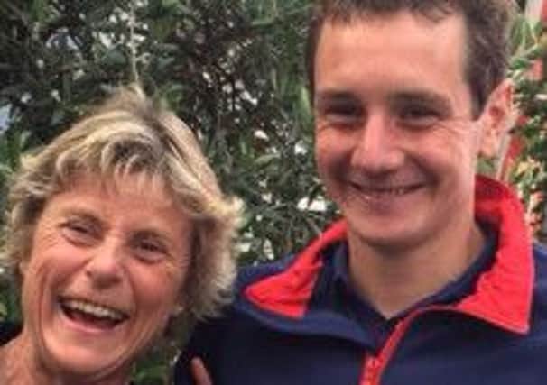Margaret Hollambly celebrating with Alistair Brownlee