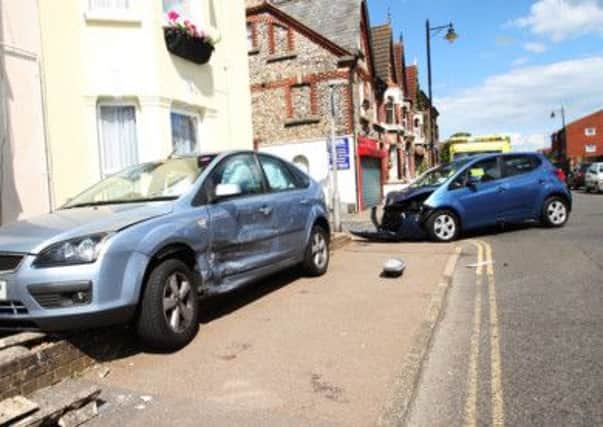 The scene of the crash in New Road which has prompted safety fears of the junction between New Road and Bayford Road   PHOTO: Chris Koven