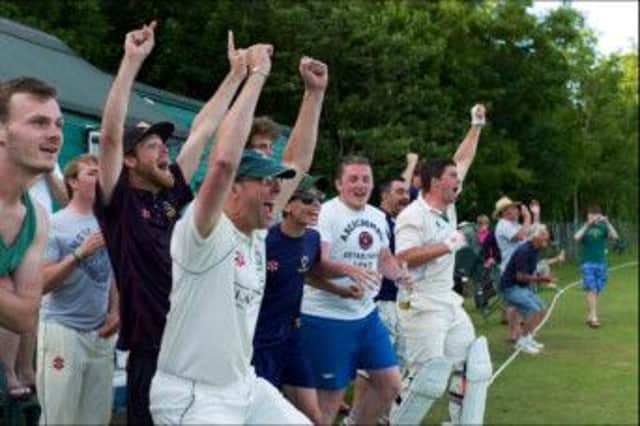 Crowhurst Park celebrate their victory over Findon in the previous round of the Davidstow Village Cup