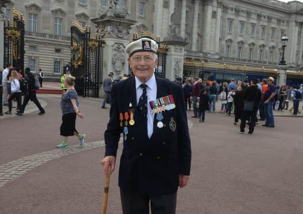 Secdon World War veteran Tony Snelling at Buckingham Palace ahead of the Queen's garden party - picture submitted