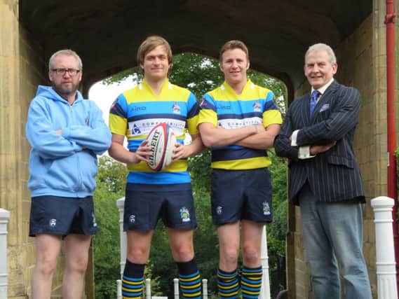 Team manager Gavin Thomas, vice-captain Carl Malthouse, skipper Ross Kearney and chairman Paul Smart proudly unveil the new St Leonards Cinque Ports strip