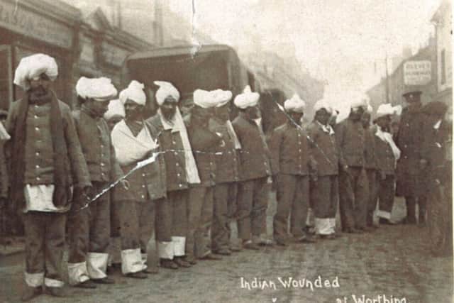 Wounded Indian soldiers visiting Worthing in 1920 Picture credit: http://www.westsussexpast.org.uk/