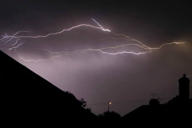 Lightning over Worthing, pictured by Eddie Mitchell