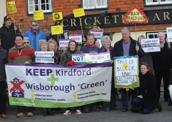 Anti-fracking campaigners demonstrating at Wisborough Green last year.