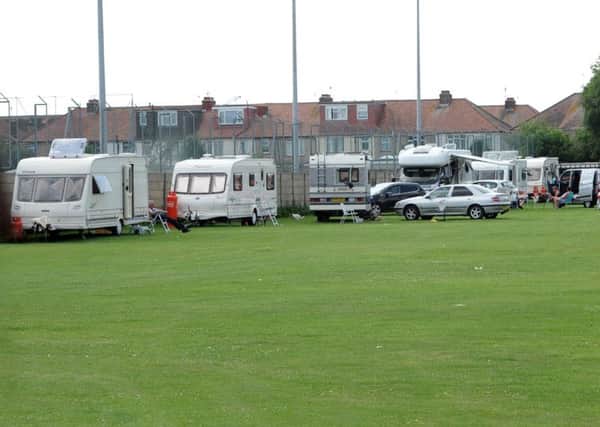 Travellers on Monks Recreation Ground in Lancing