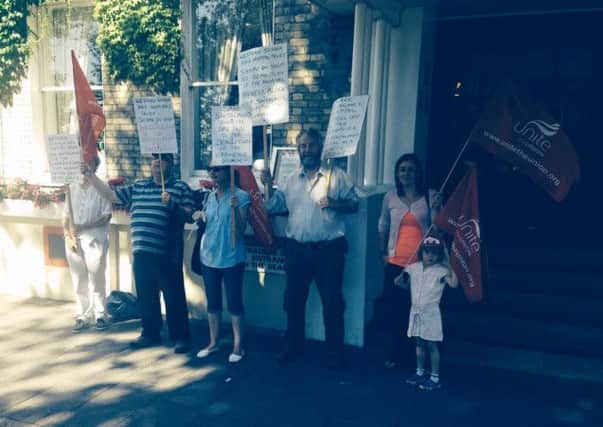 Save Southlands Hospital protesters outside the Chatsworth Hotel in Worthing