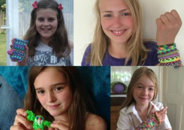 County Times and Entertainer Loom band competition winners. Clockwise from top right: Winner Emily Pullen, runner-up Saffron Penticost, runner up Tasmin Stubbings and runner up Louise Smith - submitted pictures