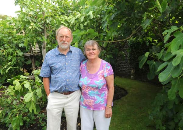 WH 050714 Richard and Ann Warner in the fig garden