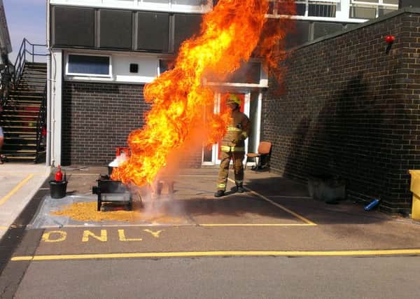 Chip pan fire demonstration at Worthing Fire Station's open day