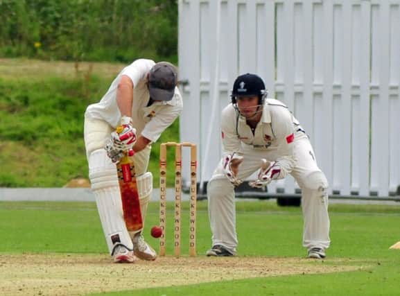 Hastings Priory captain George Campbell, pictured here batting against Horsham last weekend, top-scored in the defeat at Roffey