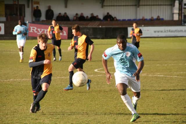 Action from Hastings United's league game away to Eastbourne Town last season. Picture by Terry S. Blackman