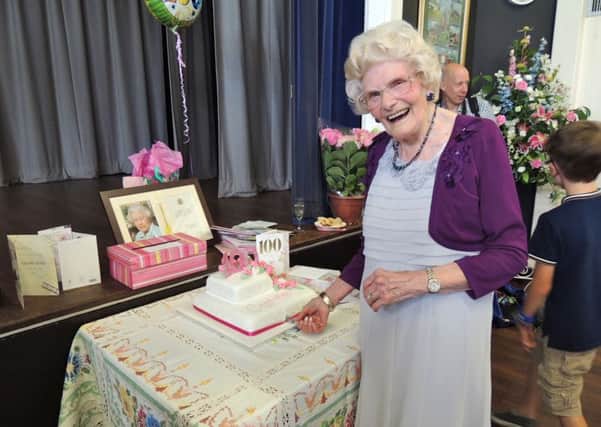 Kathleen Shaw at her 100th birthday party ENGSUS00120130708124700