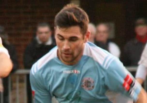 Ronnie Dolan scored one and made one before coming off injured in Hastings United's 2-0 win at Walton Casuals. Picture by Terry S. Blackman